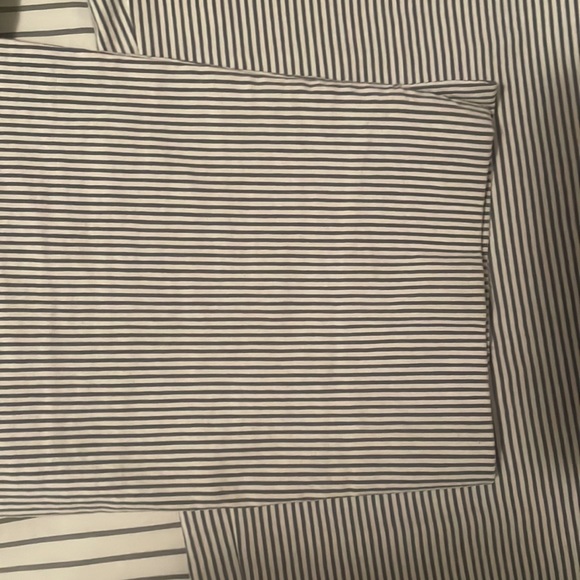 Zara blue white pinstripe cotton blend ankle pants size 10 - Picture 5 of 8